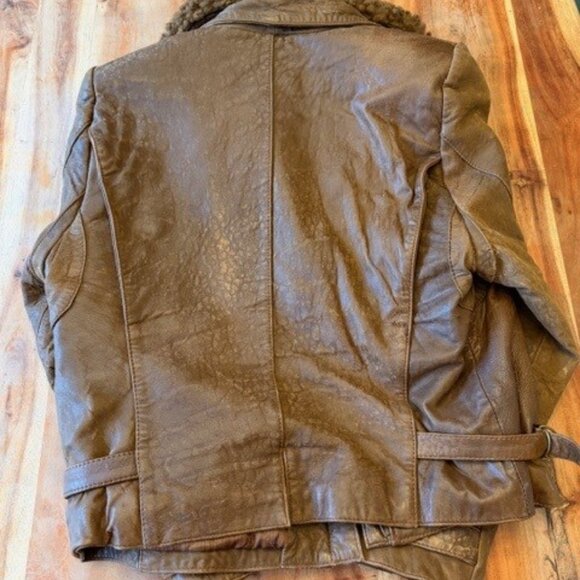 Vintage Mill Valley Banana Republic leather aviator jacket with shearling collar - Picture 6 of 9